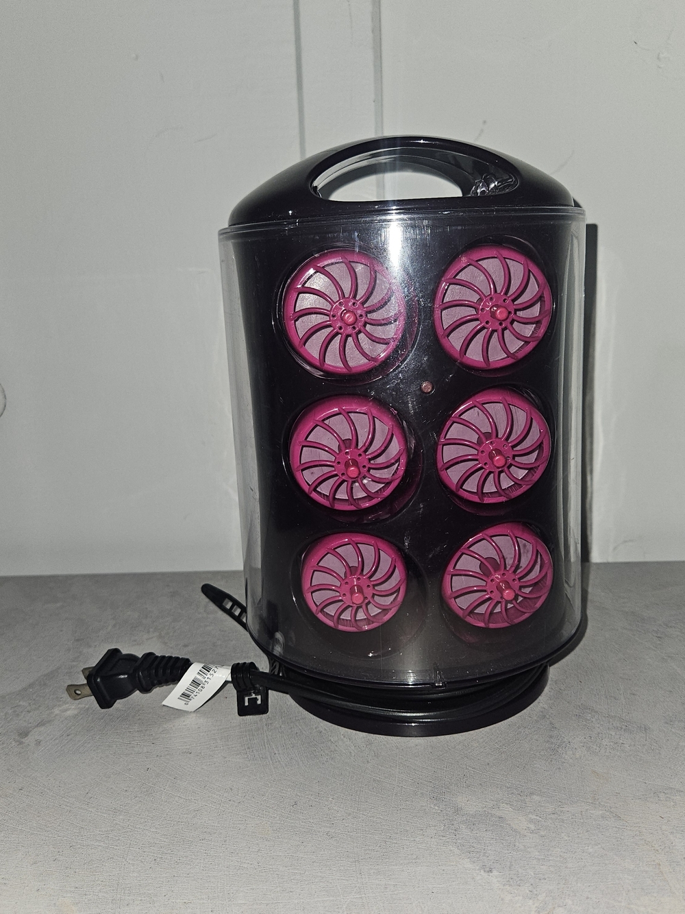 Pink Thermal Hair Rollers Set in Black Storage Tower
